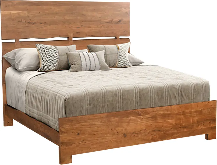Brown Live Edge Bow Joint Solid Wood King Bed Frame