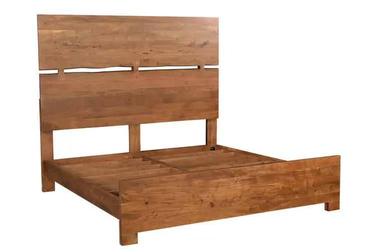 Brown Live Edge Bow Joint Solid Wood King Bed Frame