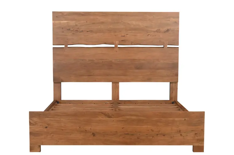 Brown Live Edge Bow Joint Solid Wood King Bed Frame