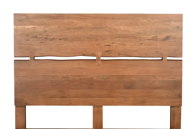 Brown Live Edge Bow Joint Solid Wood King Bed Frame