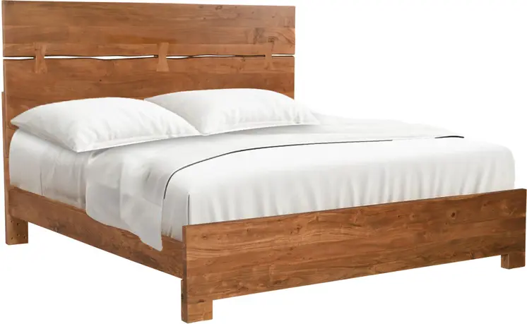 Brown Live Edge Bow Joint Solid Wood King Bed Frame