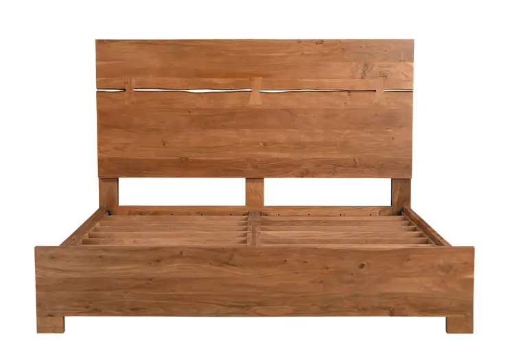 Brown Live Edge Bow Joint Solid Wood King Bed Frame