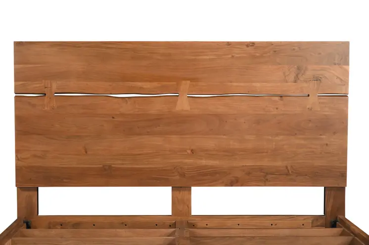 Brown Live Edge Bow Joint Solid Wood King Bed Frame