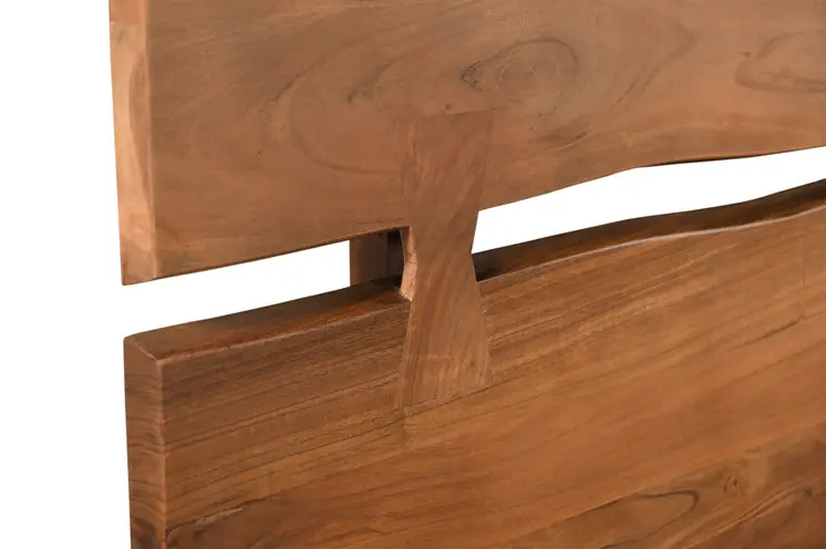 Brown Live Edge Bow Joint Solid Wood King Bed Frame