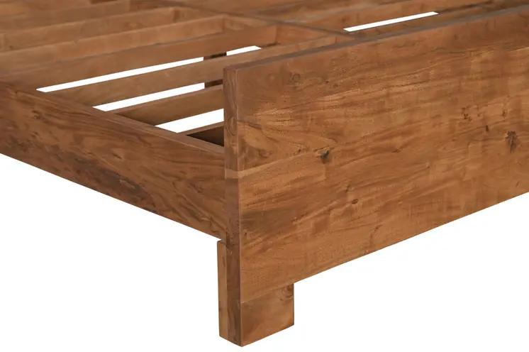 Brown Live Edge Bow Joint Solid Wood King Bed Frame