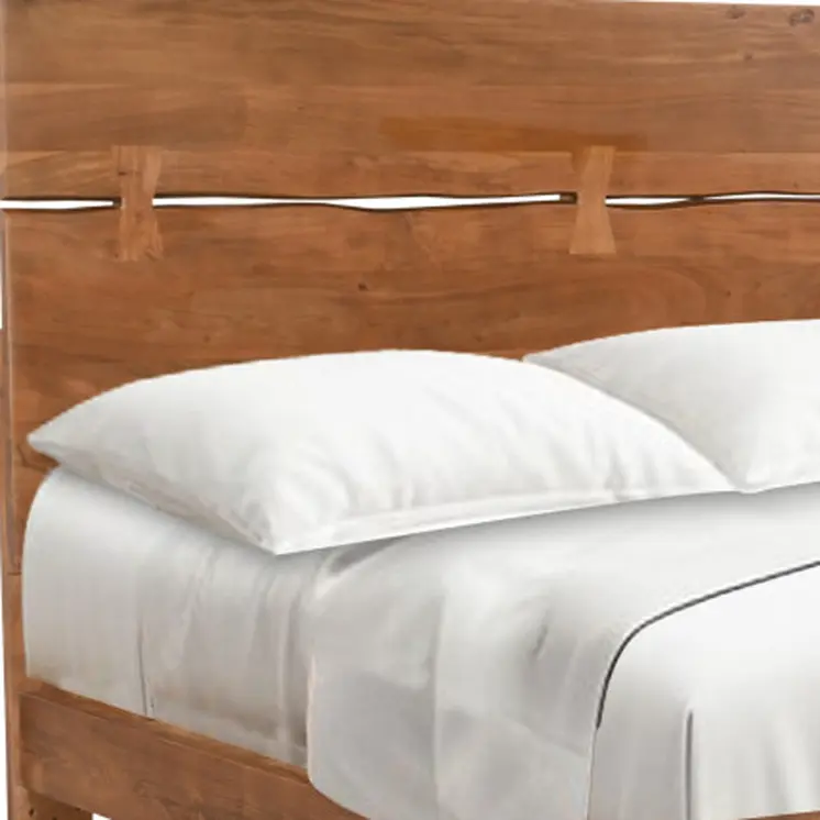 Brown Live Edge Bow Joint Solid Wood King Bed Frame