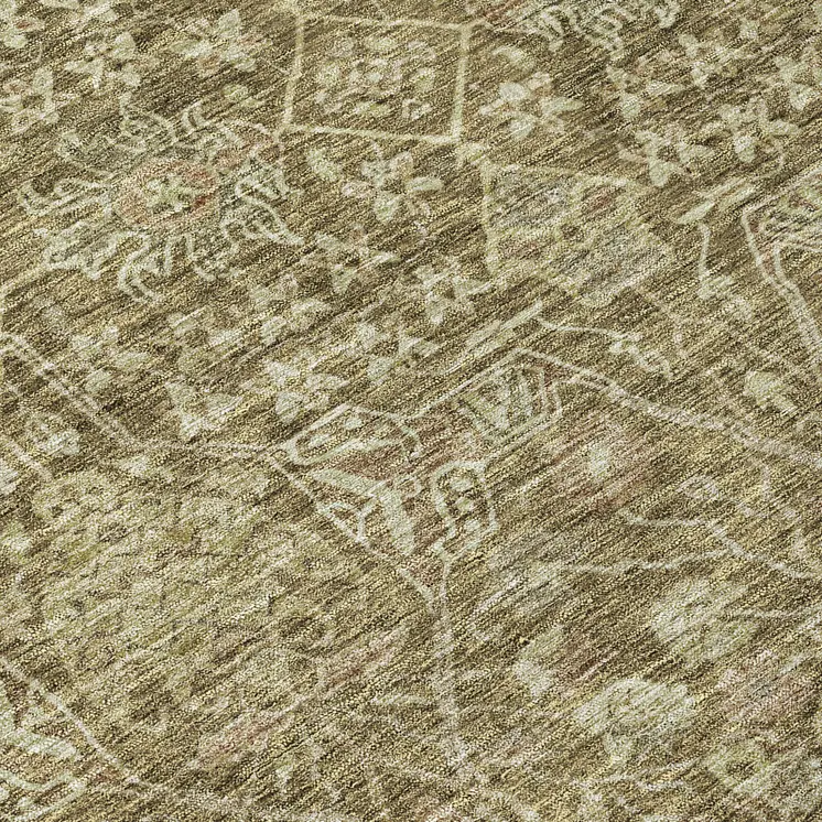 8' X 10' Brown And Beige Floral Washable Indoor Outdoor Area Rug