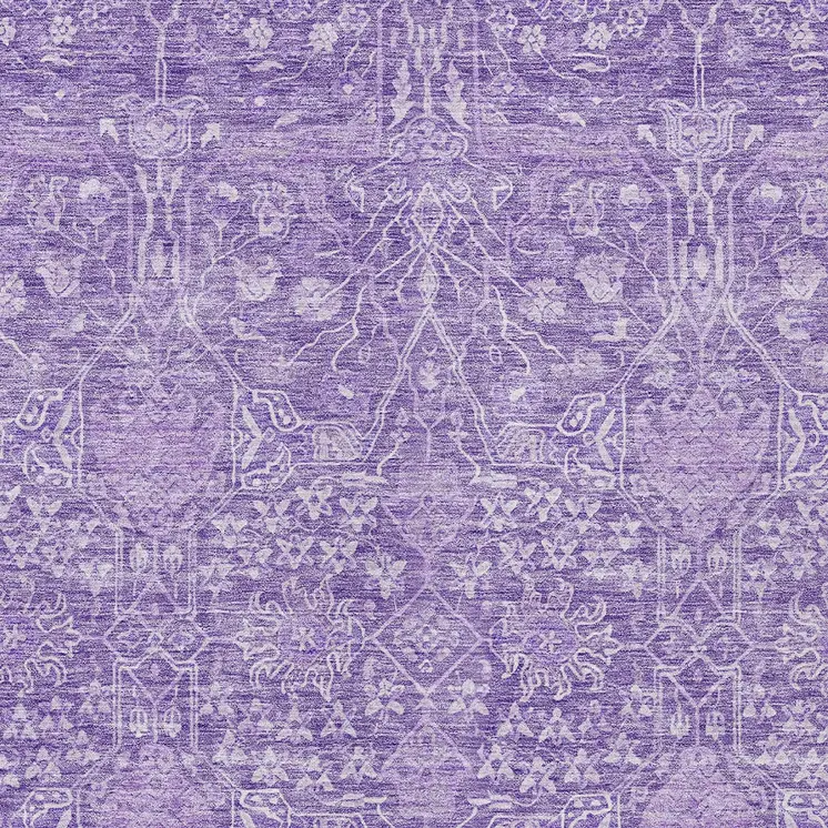 3' X 5' Plum And Lavender Floral Washable Indoor Outdoor Area Rug