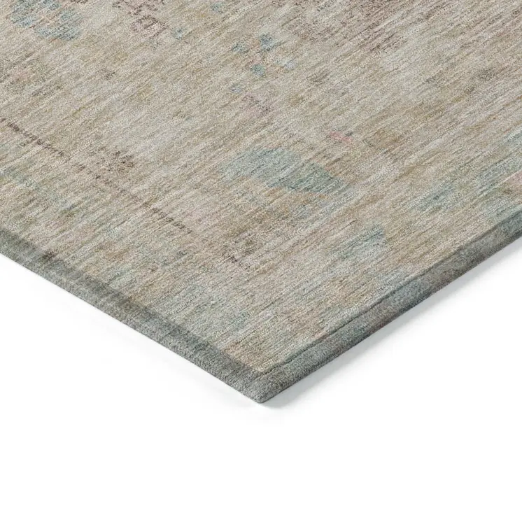 5' X 8' Pink And Sky Blue Oriental Washable Indoor Outdoor Area Rug