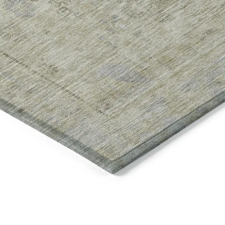3' X 5' Taupe Light Blue And Gray Oriental Washable Indoor Outdoor Area Rug