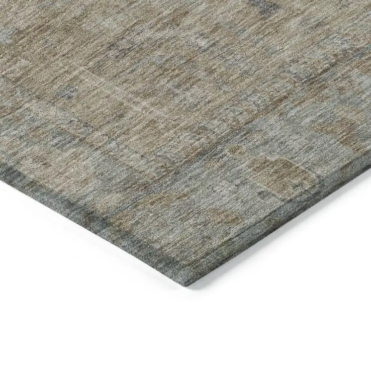 9' X 12' Tan Gray And Brown Oriental Washable Indoor Outdoor Area Rug