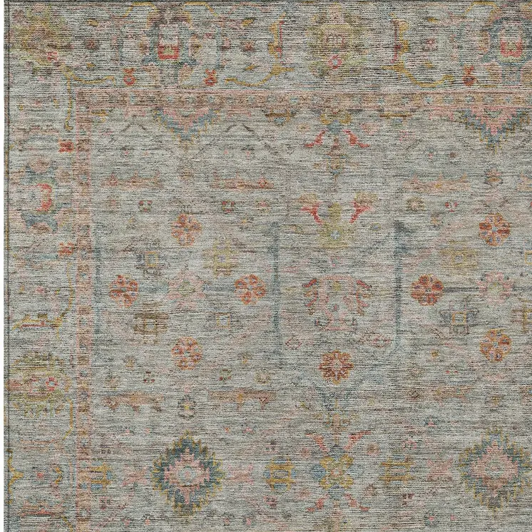 3' X 5' Taupe Terra Cotta And Tan Floral Washable Indoor Outdoor Area Rug