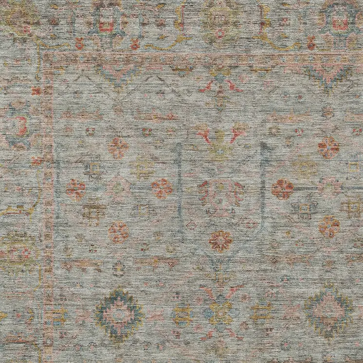 9' X 12' Taupe Terra Cotta And Tan Floral Washable Indoor Outdoor Area Rug