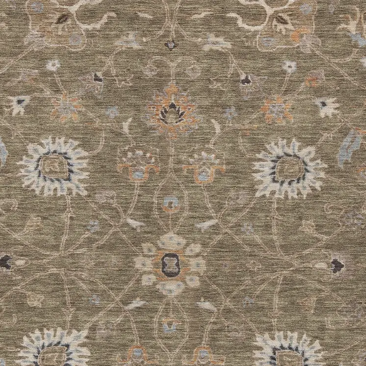 3' X 5' Brown Ivory And Coral Floral Washable Indoor Outdoor Area Rug