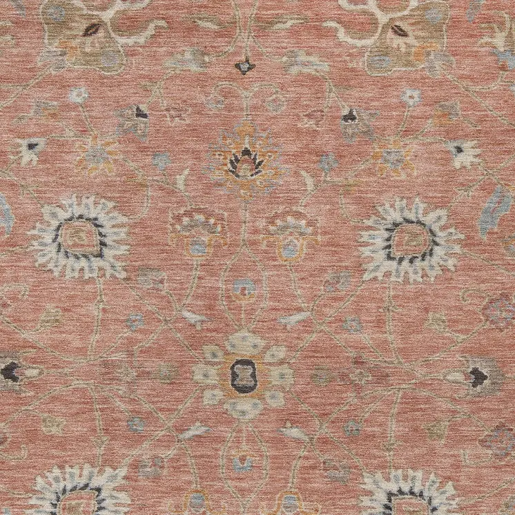 3' X 5' Pink Gray And Beige Floral Washable Indoor Outdoor Area Rug