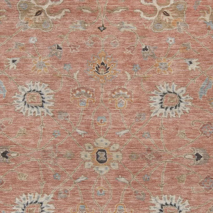 9' X 12' Pink Gray And Beige Floral Washable Indoor Outdoor Area Rug