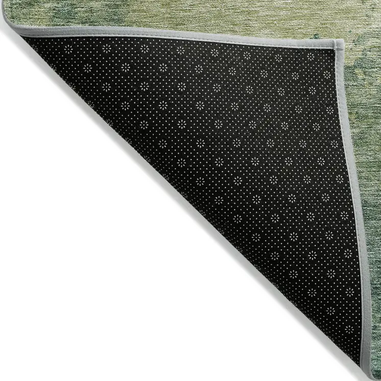 10' X 14' Green And Ivory Abstract Washable Indoor Outdoor Area Rug