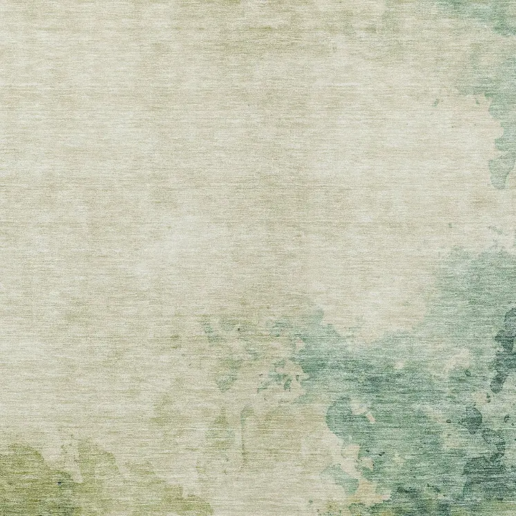 10' X 14' Green And Ivory Abstract Washable Indoor Outdoor Area Rug