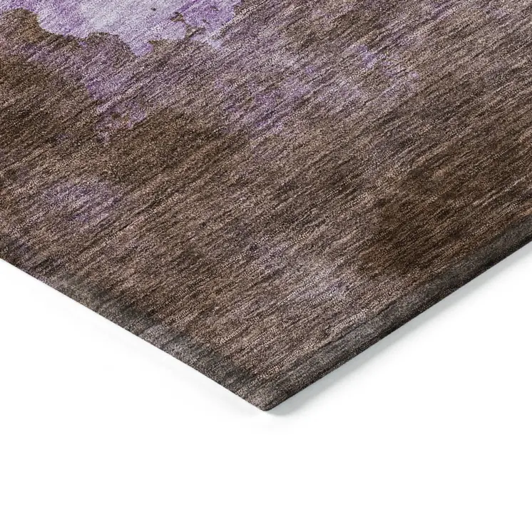 5' X 8' Lavender Brown And Ivory Abstract Washable Indoor Outdoor Area Rug