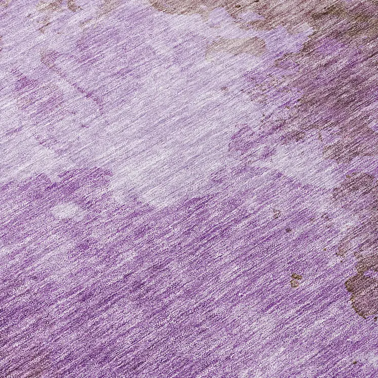8' Lavender Brown And Ivory Round Abstract Washable Indoor Outdoor Area Rug