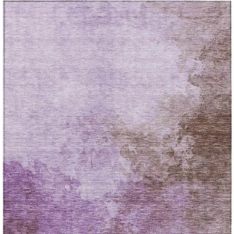 10' X 14' Lavender Brown And Ivory Abstract Washable Indoor Outdoor Area Rug