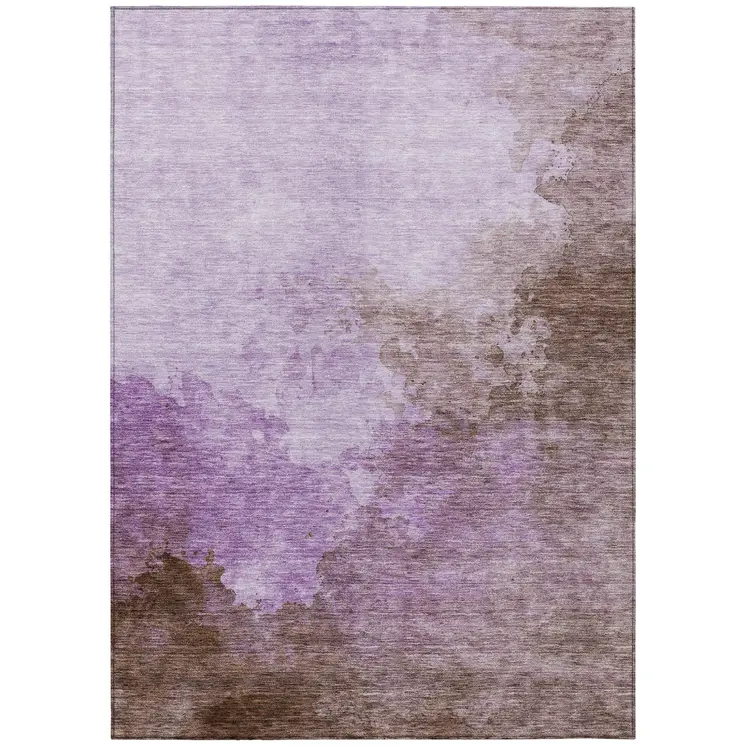 10' X 14' Lavender Brown And Ivory Abstract Washable Indoor Outdoor Area Rug