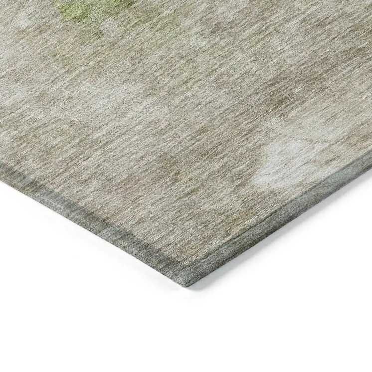 5' X 8' Olive Green And Beige Abstract Washable Indoor Outdoor Area Rug
