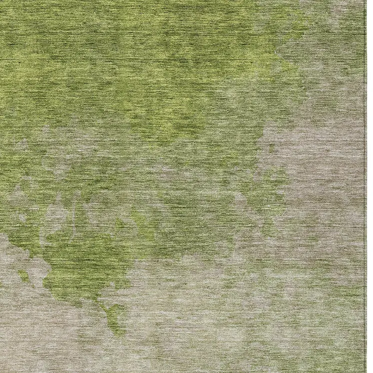 5' X 8' Olive Green And Beige Abstract Washable Indoor Outdoor Area Rug