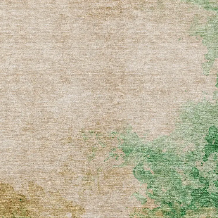 3' X 5' Peach And Green Abstract Washable Indoor Outdoor Area Rug