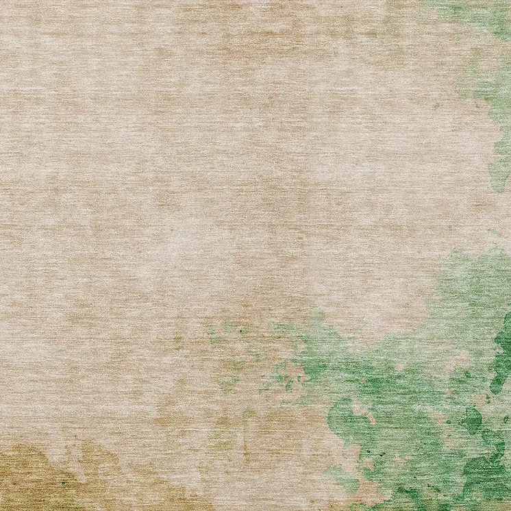 5' X 8' Peach And Green Abstract Washable Indoor Outdoor Area Rug