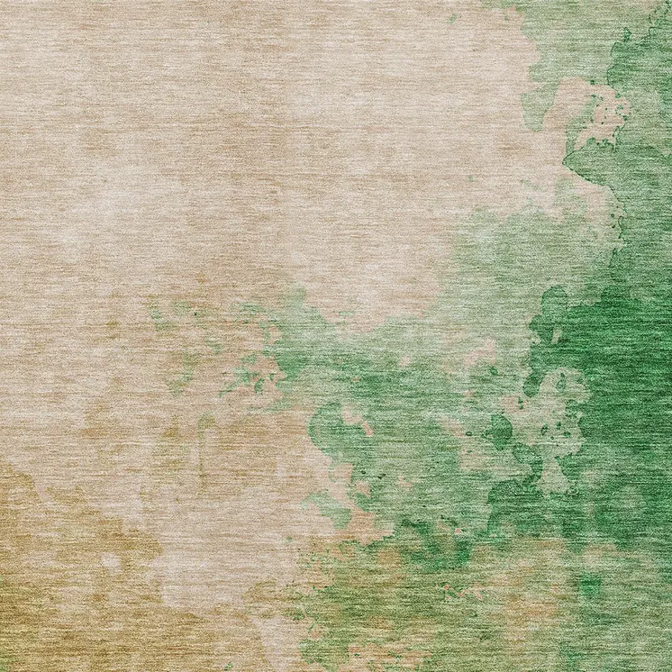 8' X 10' Peach And Green Abstract Washable Indoor Outdoor Area Rug