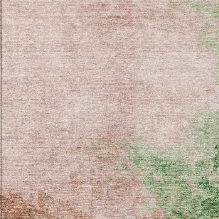 5' X 8' Pink And Green Abstract Washable Indoor Outdoor Area Rug
