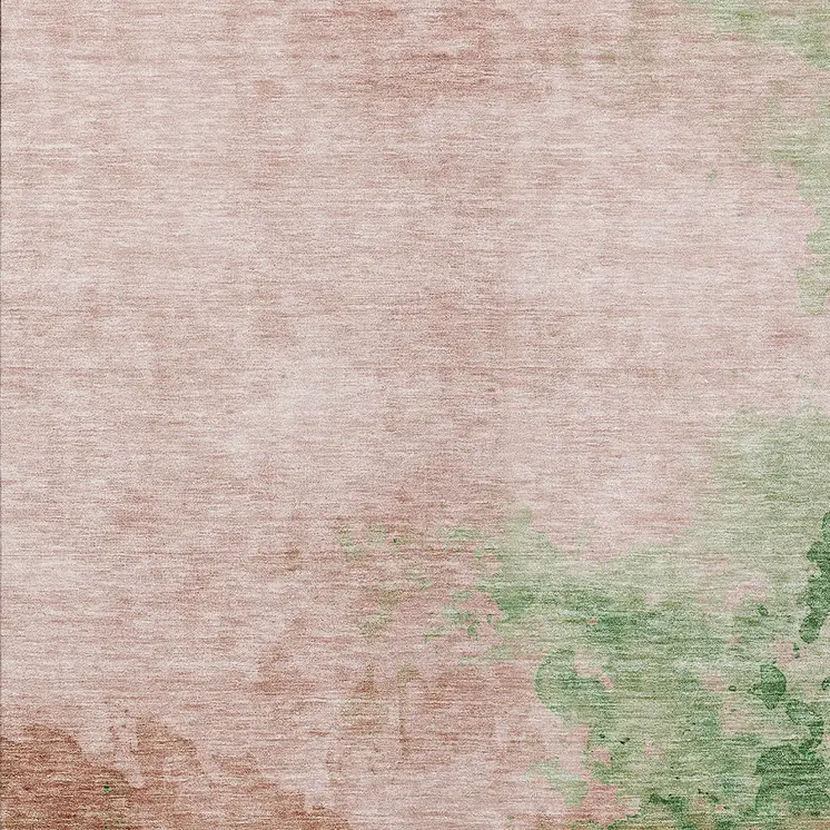 10' X 14' Pink And Green Abstract Washable Indoor Outdoor Area Rug