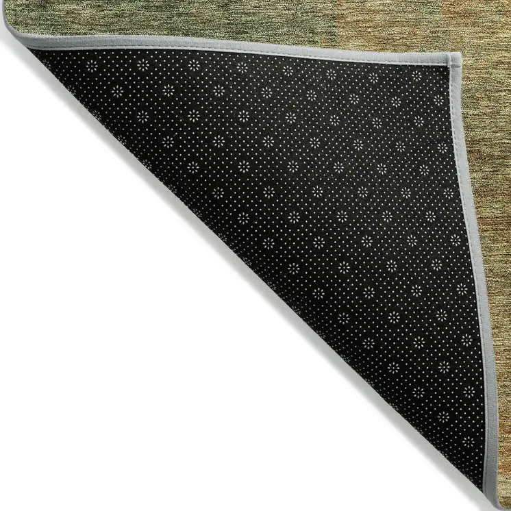 8' Terra Cotta Copper And Green Round Abstract Washable Indoor Outdoor Area Rug