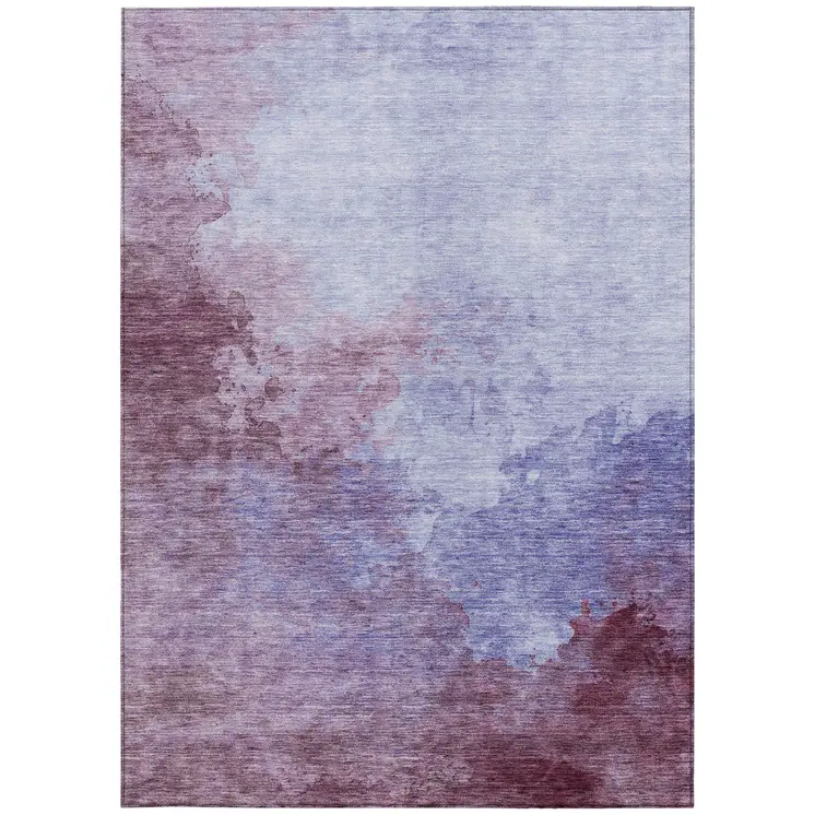3' X 5' Purple And Lavender Abstract Washable Indoor Outdoor Area Rug
