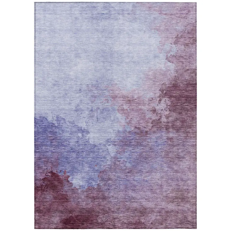 5' X 8' Purple And Lavender Abstract Washable Indoor Outdoor Area Rug