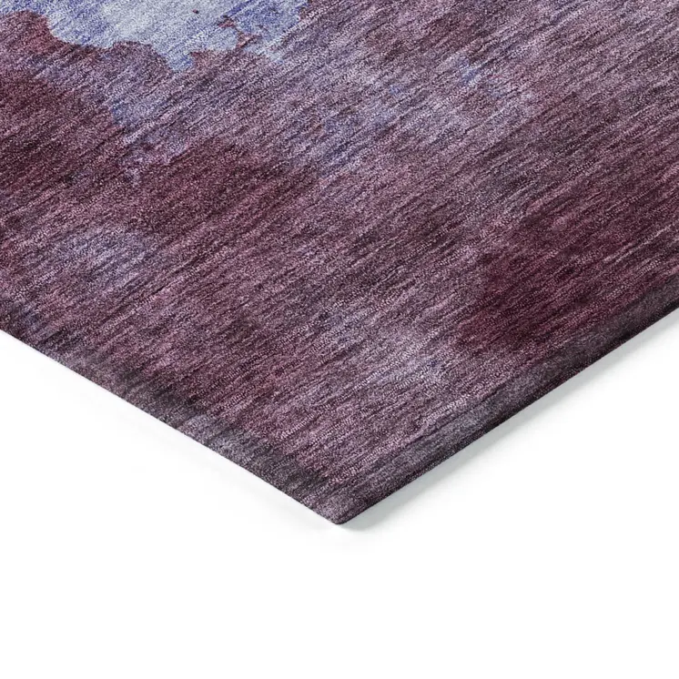 5' X 8' Purple And Lavender Abstract Washable Indoor Outdoor Area Rug