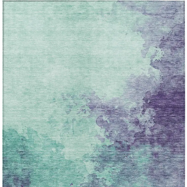5' X 8' Blue And Purple Abstract Washable Indoor Outdoor Area Rug