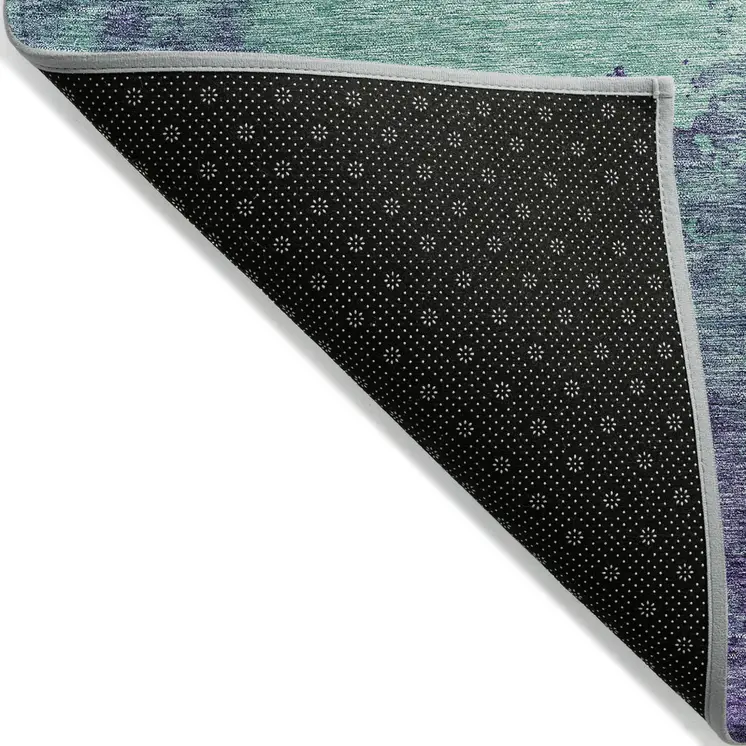 5' X 8' Blue And Purple Abstract Washable Indoor Outdoor Area Rug