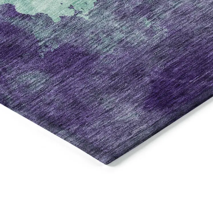 5' X 8' Blue And Purple Abstract Washable Indoor Outdoor Area Rug