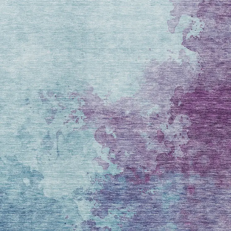 3' X 5' Sky Blue And Purple Abstract Washable Indoor Outdoor Area Rug