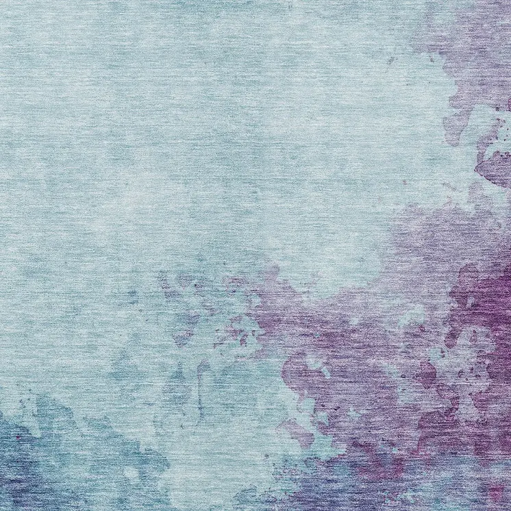 9' X 12' Sky Blue And Purple Abstract Washable Indoor Outdoor Area Rug
