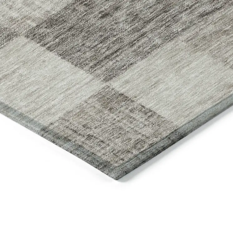 3' X 5' Beige And Gray Geometric Washable Indoor Outdoor Area Rug