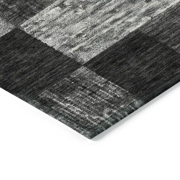 8' X 10' Black And Gray Geometric Washable Indoor Outdoor Area Rug