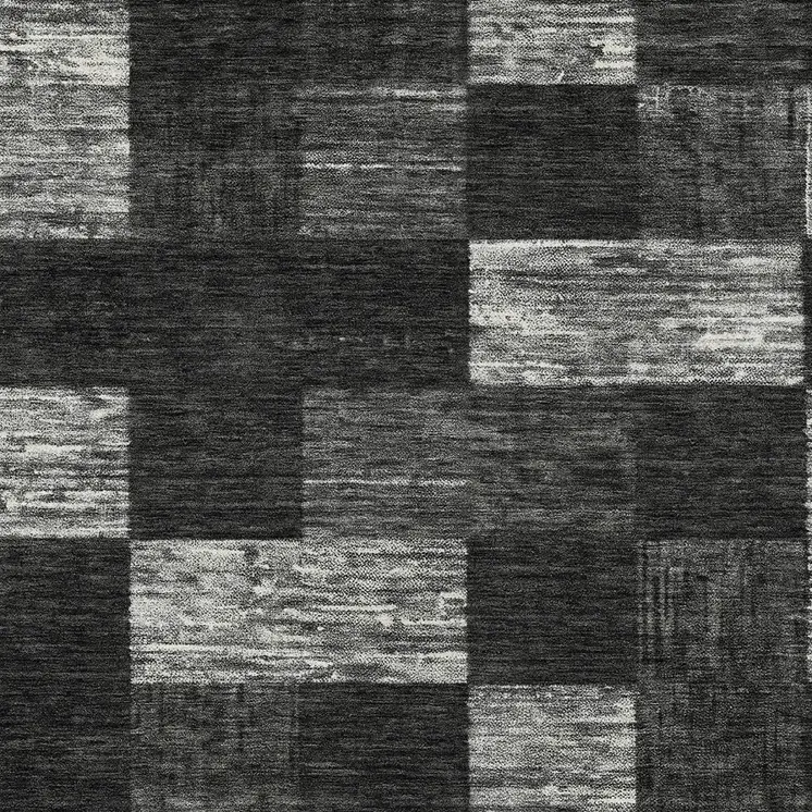 8' X 10' Black And Gray Geometric Washable Indoor Outdoor Area Rug