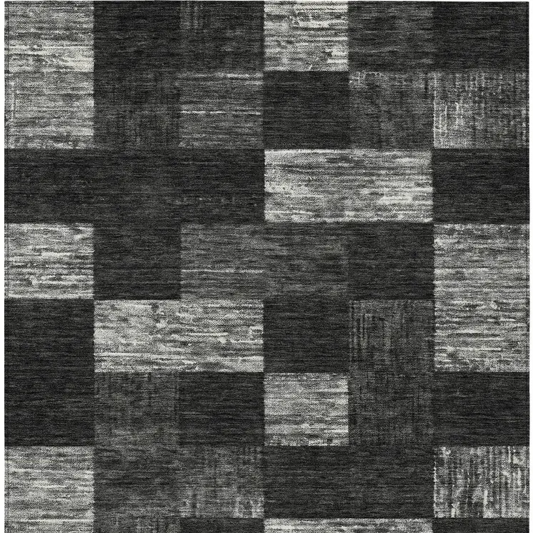 10' X 14' Black And Gray Geometric Washable Indoor Outdoor Area Rug