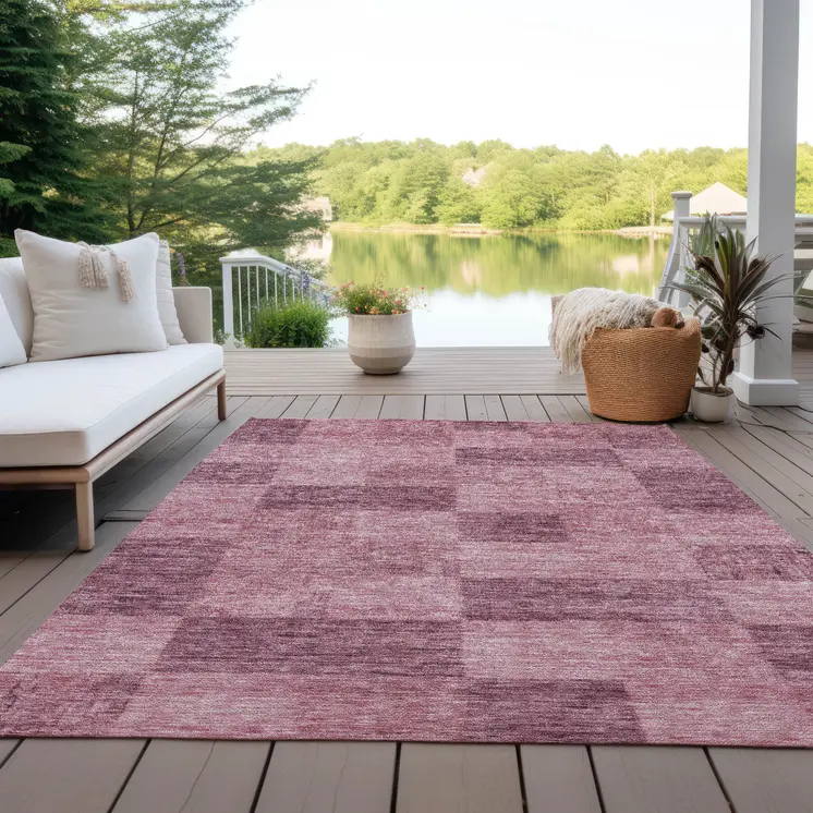 3' X 5' Blush And Pink Geometric Washable Indoor Outdoor Area Rug