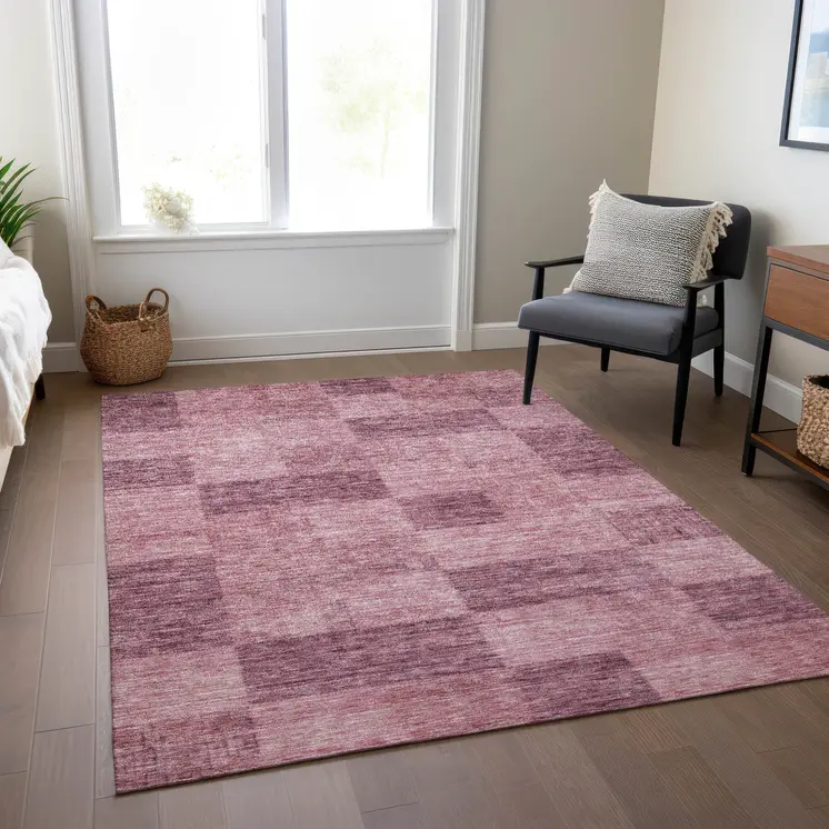 3' X 5' Blush And Pink Geometric Washable Indoor Outdoor Area Rug