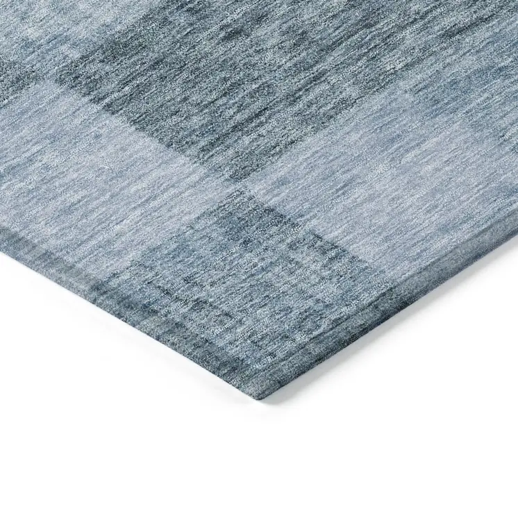 3' X 5' Denim Blue And Light Blue Geometric Washable Indoor Outdoor Area Rug