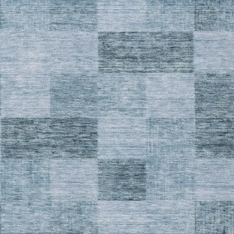 10' X 14' Denim Blue And Light Blue Geometric Washable Indoor Outdoor Area Rug